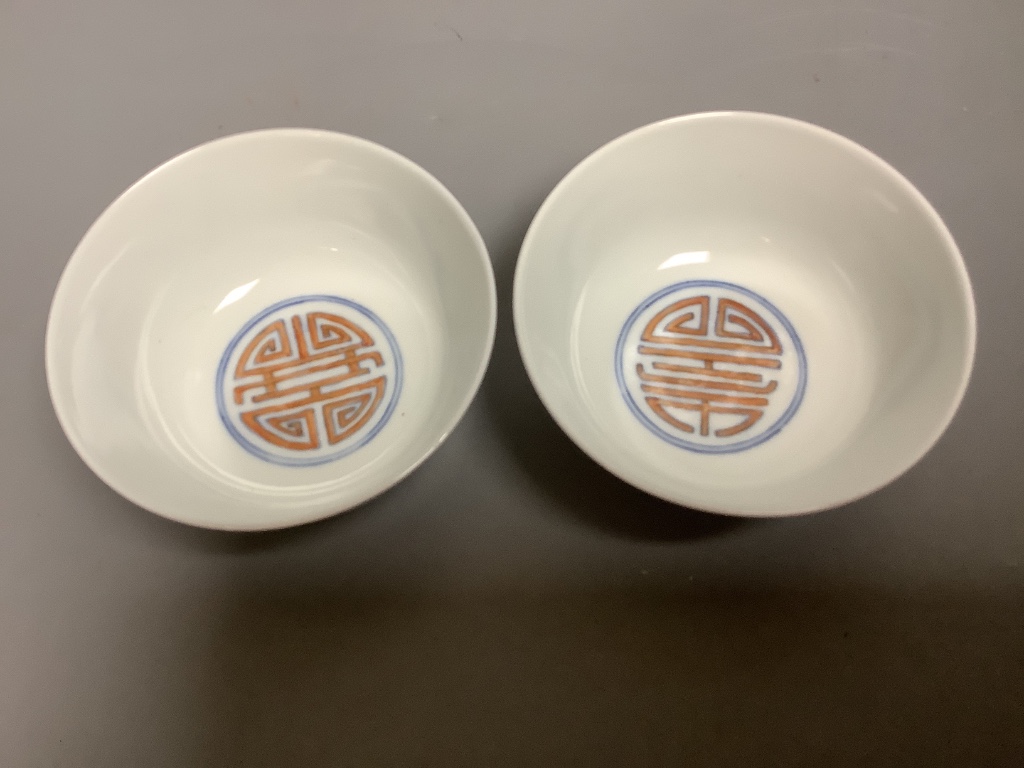 A pair of Chinese doucai bowls, 11.5cm diameter